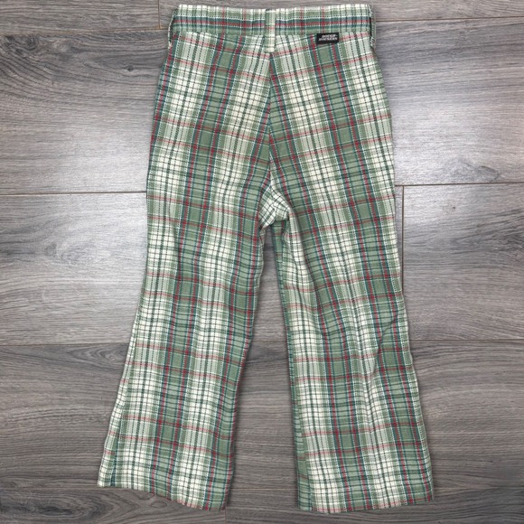 Vintage 70s Sears Rough-Housers Plaid Pants 6 Slim Flare Perma-Prest Boys - Picture 7 of 11